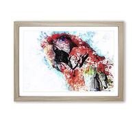 Scarlet Red Macaw Parrot in Abstract Framed Print | A2 Oak Framed Wall Art | Ready to Hang | Abstract Animal Picture | Living Room Bedroom Lounge Office