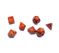 Scarlet Scarab Mini Dice with Gold Colored Numbers 10mm (3/8in) Set of 7 Chessex