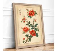 Scarlet Study Botanical Framed Wall Art Print A1 Oak