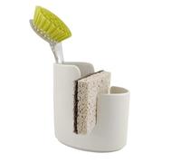 scarlettwares Dish Sponge Scrub Brush Dish Wand Holder Kitchen Sink Caddy Ceramic White Dishwasher Safe Modern Farmhouse Elegant Sturdy No Rust