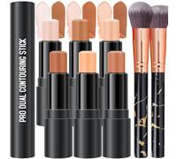 Scarman 6 Colors Cream Contour Bar Makeup Kit with Highlighter Blush and Bronzer for Sculpting Cheeks Double Ended Bronzer Water Resistant Matte Finish and