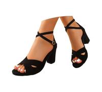 Scarpe da Ballo Donna, Scarpe Donna Eleganti Women's Dance Shoes with High Heel Sexy Mesh Elegant Pumps Heels 7 cm Dance Shoes for Women Open Toe with Laces for Performance, 35-43 EU Black