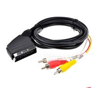 kenable Scart Plug In/Out to Red White Yellow RCA 3 x Phono Plugs AV Cable 2m [2 metres]