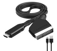 Scart to HDMI Cable for DVD Player to TV, Scart to HDMI Lead with USB Cable, Video Audio Converter, HD 720/1080P Converter for HDTV Monitor Projector STB VHS X-box PS3-Scart (Input) to (Output)