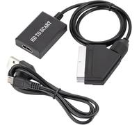 Scart to HDMI Converter Adapter, 1080p Video Audio Upscaler Transmitter for TV, DVD, Set-Top Box, Flash speed Input & Output Connector HD 720/1080P Converter for HDTV STB VHS Blu-Ray