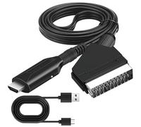 Scart to HDMI Converter, All-in-One Video Audio Scart Lead to HDMI Adapter with USB Power Cable HD 720p/1080p Plug and Play for HDTV DVD Player Monitor Projector STB VHS Xbox PS2 PS3 Sky Blu-Ray