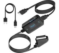 Scart to HDMI Converter with HDMI Cable, Scart to HDMI Adapter for TV | 720P/1080P Video Audio Converter For PS2 PS3 Xbox VHS VCR to Monitor, Projector, Scart to HDMI Cable for DVD Player to TV