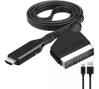 SCART to HDMI Converter with USB Power Cable, convert analog AV Signal to Digital Output, HD 720p/1080p Plug and Play for HDTV DVD Player Monitor Projector STB VHS Xbox PS2 PS3 Sky Blu-Ray.