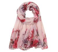 Scarves for Women Lightweight Silk Scarf Neckerchief with Floral Pattern Elegant Arabic Ethnic Stole Muslim Dubai Chiffon Scarf Summer Rural Style Hijab Silk Scarf Long Wrap, O Black, One size