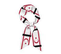 Scarves Women Turkish Republic of Northern Cyprus Flag Pattern Silk Scarf Neck Scarfs Soft Headwrap Summer Sunscreen Women's Scarves & Wraps Headscarf Sheer Wrap