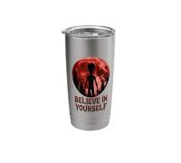Scary Alien Believe in Yourself Red Blood Moon Horror Ironic Stainless Steel Insulated Tumbler