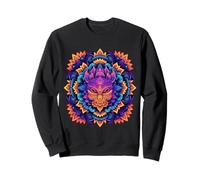 SCARY ANIMAL FACE DESIGN. MASK WOLF. COLORFUL WREATH LOOK Sweatshirt