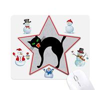 Scary Black Cat Halloween Christmas Snowman Family Star Mouse Pad