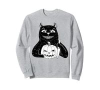 Scary Black Cat Halloween Vintage Spooky Cat Retro Graphic Sweatshirt