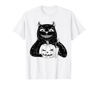 Scary Black Cat Halloween Vintage Spooky Cat Retro Graphic T-Shirt