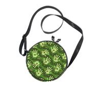 Scary Bloody Green Hands Round Crossbody Camera Bag for Womens Trendy with Adjustable Strap Small Shoulder Bags Have a meal Canvas Messenger Purse