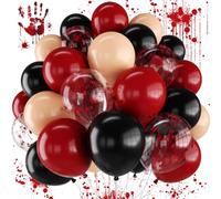 Scary Bloody Halloween Balloons Dark Red Horror Halloween Party Decorations | Black and Clear Balloon with Blood for Adults Horror Ghost Vampire Scary Zombie Gothic Themed Haunted House Party Decorations