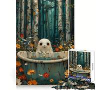Scary Bohoo Ghost Bathtube Jigsaw Puzzles for Adults 1000 Pieces Clear Logic Toy Quiet Hobby Perfect Cut Stylish Gift (50x75cm)