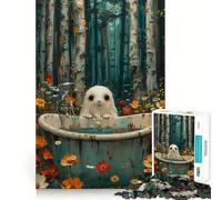 Scary Bohoo Ghost Bathtube Jigsaw Puzzles for Adults 1000 Pieces Clear Logic Toy Quiet Hobby Perfect Cut Stylish Gift (50x75cm)