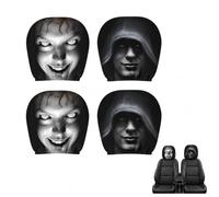 Scary Car Seat Head Rest Covers Mask, Car Headrest Covers, Fully Compatible | 4 PCS Very Easy to Install And Remove, Making it Perfect for Creating A Spooky Atmosphere in Your Car for Any Event