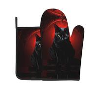 Scary Cat 2-Piece Heat-Resistant Baking Set, Oven Mitt and Trivet, Essential forKitchen Cooking and Outdoor Barbecuing