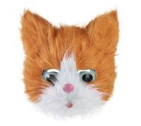 Scary Cat Mask Creepy Halloween Horror Animal Head Mask Scary Ugly Demon Plush Cat Full Face Cover Halloween Cosplay Props Funny Costume Fancy Dress Accessory for Carnival Prom Dancing Parties