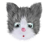 Scary Cat Mask Creepy Halloween Horror Animal Head Mask Scary Ugly Demon Plush Cat Full Face Cover Halloween Cosplay Props Funny Costume Fancy Dress Accessory for Carnival Prom Dancing Parties