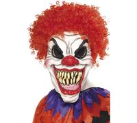 Scary Clown Mask White & Red Halloween Costume Fancy Dress One Size Latex Unisex
