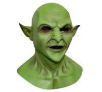 Scary Costume | Adult Demon Cosplay | Yellow For Halloween Parties | Full Face Latex Imp Masks With Horns For Horror Dress Up, Themed Events, Haunted Attractions