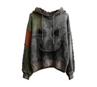 scary costumes Halloween Hoodies for Women Oversized Long Sleeve Spooky Face Patchwork Funny Costumes Tops Vintaged Pumpkin Printed Drawstring Cosplay Autumn Outdoor Pullover Hoody Sweatshirts