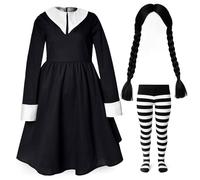 Scary Daughter Dress Kids’ Costume (Girls Aged 7-9 Years) - Dress Tights & Wig Girls’ Halloween Costume/Cosplay Outfit