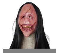 Scary Devil Mask - Realistic Scary Face Mask, Scary Face Cover Long Haired with Teeth for Halloween Festive Scary Houses Stage Performances