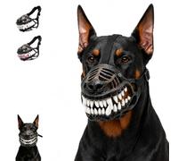 Scary Dog Muzzle Costume, Hell Hound Monster Muzzle with Bloody Teeth and Adjustable Straps, Halloween Pet Cosplay Accessory (B,XL)