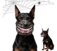 Scary Dog Muzzle with Teeth for Halloween, Adjustable Werewolf Pet Mouth Cover, Breathable Anti-Bite Cosplay Costume Accessory for Small Medium Large Dogs，With Blood：L
