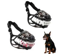 Scary Dog Muzzle with Teeth for Halloween, Adjustable Werewolf Pet Mouth Cover, Breathable Anti-Bite Cosplay Costume Accessory for Small Medium Large Dogs，Mix：M
