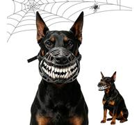 Scary Dog Muzzle with Teeth for Halloween, Adjustable Werewolf Pet Mouth Cover, Breathable Anti-Bite Cosplay Costume Accessory for Small Medium Large Dogs，Without Blood：M
