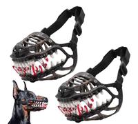 Scary Dog Muzzle with Teeth for Large Dogs, Halloween Monster Dog Muzzle with Adjustable Straps, Adjustable lifelike Ferocious Hell Hound Muzzles natural latex scary dogs muzzles with teeth (2PCS)