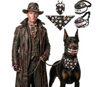Scary Dog Muzzle with Teeth Halloween Costume Adjustable，Type-A：1：XL | Breathable Rubber Material, Perfect for Halloween Parties and Trick-or-Treat - Adjustable Straps Fit Small to Large Dogs