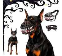Scary Dog Muzzle with Teeth, Hell Hound Monster Muzzle, Halloween Dog Muzzle, Latex Adjustable Pet Mask for Small Medium Large Dogs, Cosplay Trick-or-Treat Photo Shoots (Version with blood,L)
