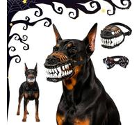 Scary Dog Muzzle with Teeth, Hell Hound Monster Muzzle, Halloween Dog Muzzle, Latex Adjustable Pet Mask for Small Medium Large Dogs, Cosplay Trick-or-Treat Photo Shoots (Version without blood,L)