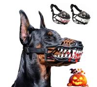 Scary Dog Muzzle With Teeth, Hell Hound Monster Muzzle, Natural Latex Dog Costume Muzzle, Halloween Party Cosplay Dogs, Adjustable Straps, for Small,Medium and Large Dog，B：S-15 * 5 * 9cm