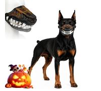 Scary Dog Muzzle With Teeth, Hell Hound Monster Muzzle, Natural Latex Dog Costume Muzzle, Halloween Party Cosplay Dogs, Adjustable Straps, for Small,Medium and Large Dog，A：S-15 * 5 * 9cm