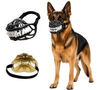 Scary Dog Muzzle with Teeth, Hell Hound Monster Muzzle Scary Natural Latex Dog Costume Muzzle, Prevents Barking, for Halloween Party Cosplay Dogs (no blood,XL)