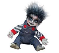 Scary Doll Figure With Illuminated Face And Frightening Sound Effect Scary Sitting Doll Horror Decorations Sitting Ghosty