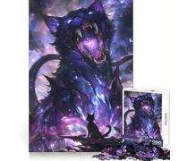 Scary Dreaming Cat Jigsaw Puzzles for Teenagers 1000 Pieces Wise Think Toy Leisure Fun Clear Cut Wall Art Decor (38x26cm)