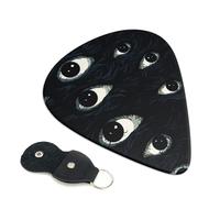 Scary Eyes Guitar Plectrums, 6 Guitar Plectrums, Double Sided Printing, For Acoustic Guitar, Bass, Ukulele, Electric Guitar (0.46 Mm 0.71 Mm 0.96 Mm)