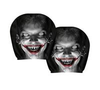 Scary Face Car Headrest Covers - 2 Halloween Spooky Seat Headrest Protector | Creepy HorrorStretch Headrest Covers with Scary JokerFace Print, Universal Auto Decor for Halloween, Party and Daily Driving