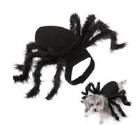 Scary Furry Spider Outfit for Pets - Stretchy Adjustable Harness, Black Hairy Legs, Lightweight Apparel, Realistic Creepy Costume with Secure Buckle Fit | Cat Dog Festival Masquerade Pho