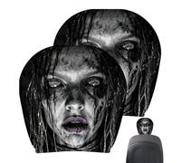 Scary Ghost's Face Headrest Covers,Elastic Horror Print 2Pack,Halloween Car