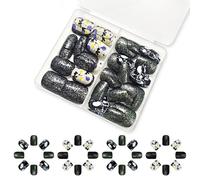 Scary Halloween 24pcs Square French Tip Design Spider Web Glue Artificial Full Cover Nail Glue